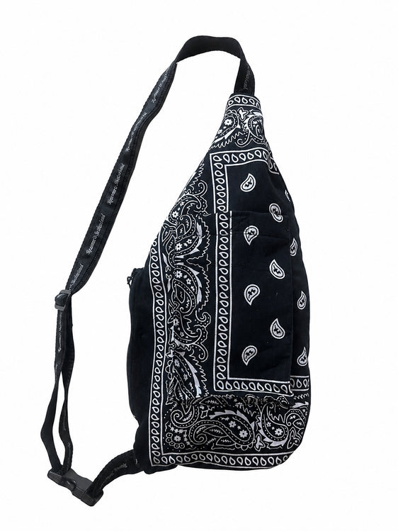 Blk and white paisley fanny pack